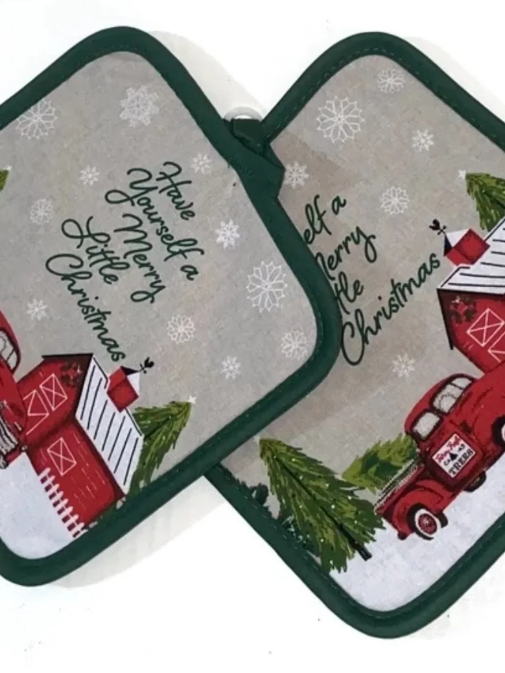 Home Collection Red Green Christmas Truck Kitchen Linen Set